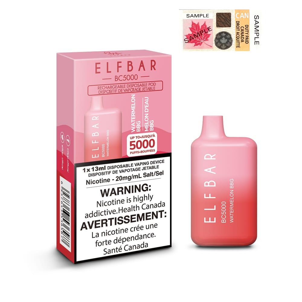 ELF Bar BC5000 Disposable Watermelon Bubble Gum, 20mg